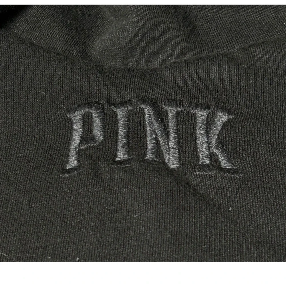 PINK Victoria's Secret Black Sherpa Lined Cowl Neck Sweatshirt‎ Women's Small